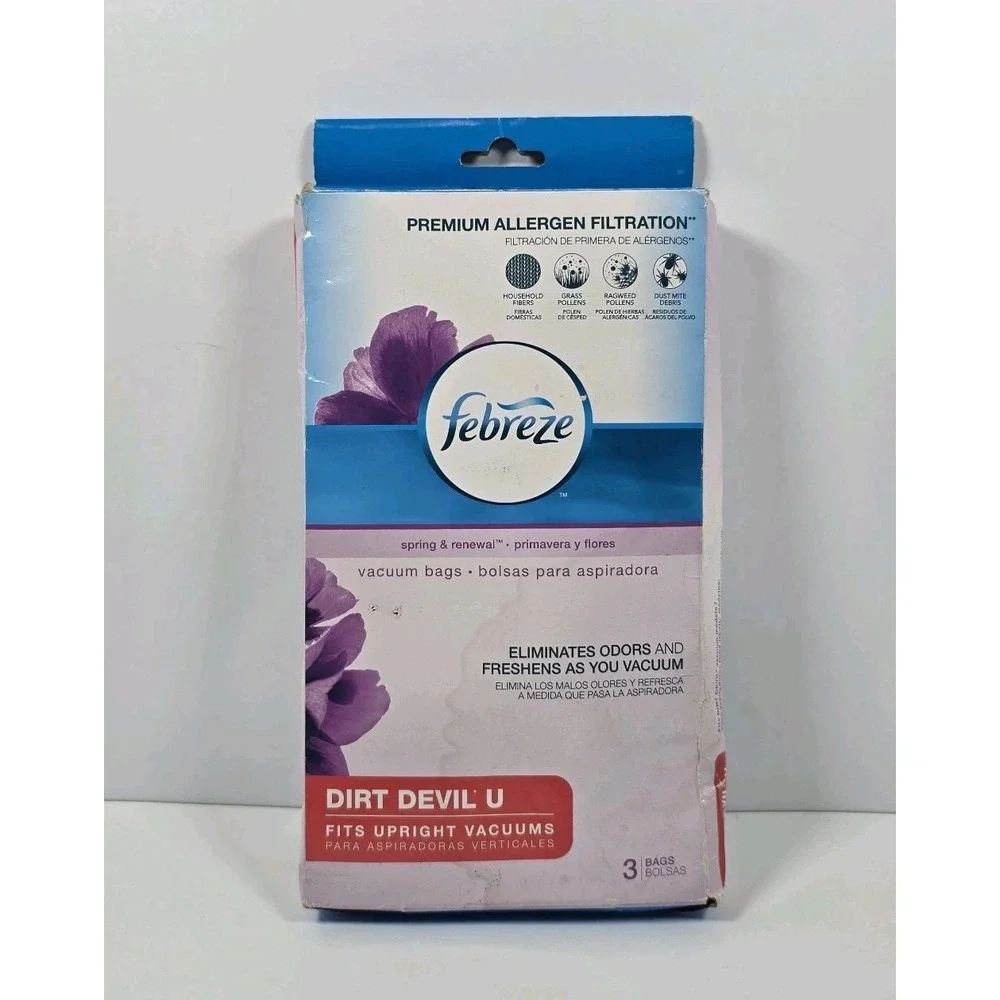 Febreze Dirt Devil U Vacuum Bags 3 Bags Premium Allergen Filtration